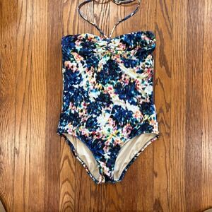 J.Crew Womens‎ Multi Color Abstract Dot Bandeau Halter One Piece Swimsuit Size 8